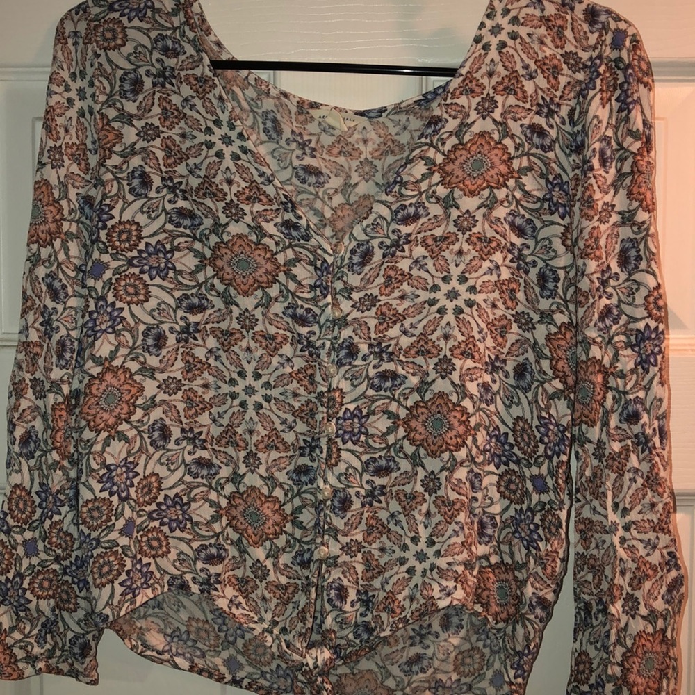 Aeropostale Button Down Floral Blouse
